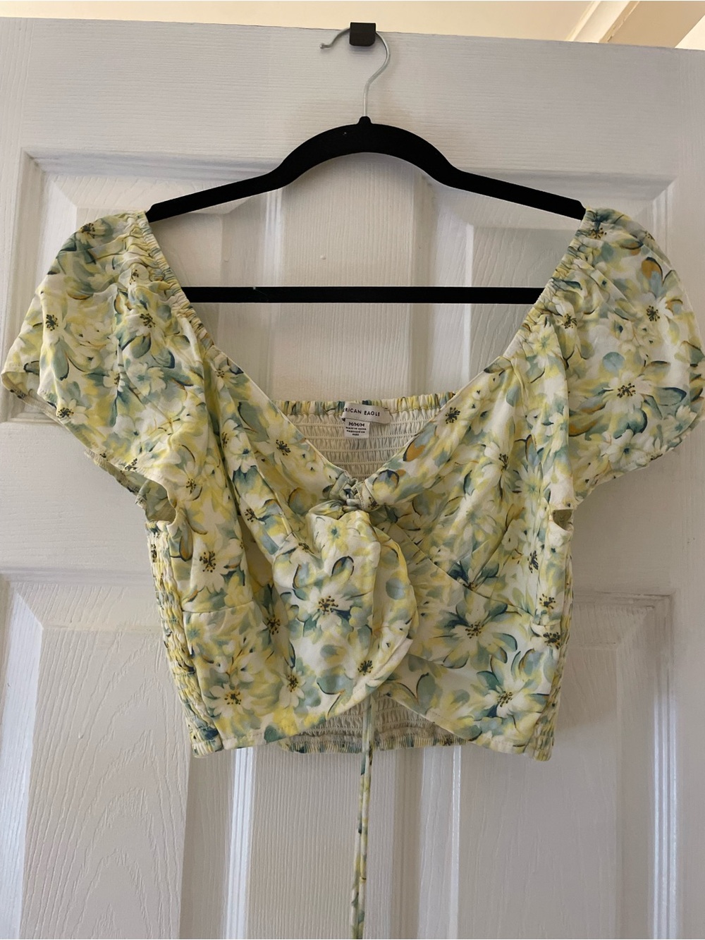 Floral Tie-Front Crop Top in Yellow by AEO